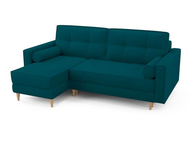 Угловой диван-кровать Flott (левый) сине-зеленый