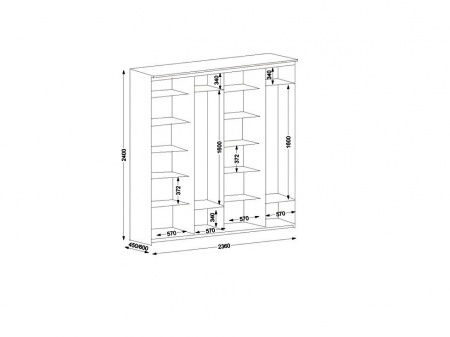 Шкаф купе 4 метра чертеж