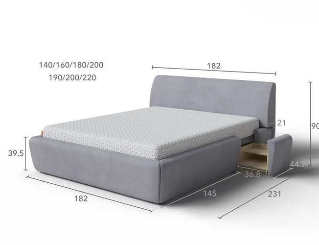 Двуспальная кровать Concept с выдвижными тумбами