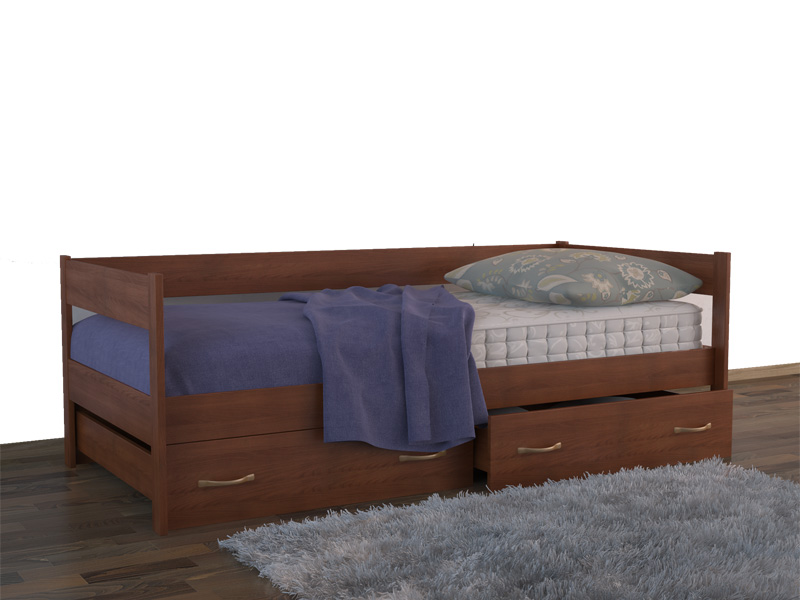 Детская кровать Тахта с  ящиками каштан