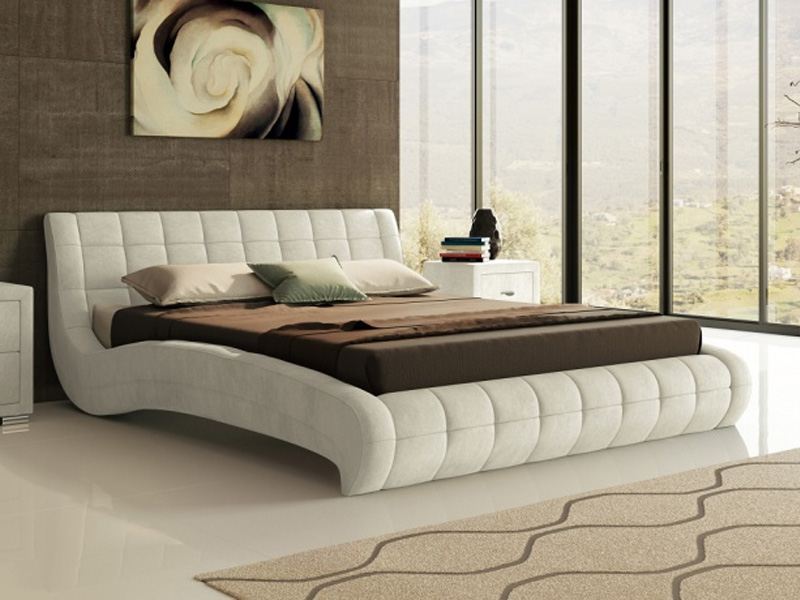 Мягкая кровать Nuvola 1 в ткани Лофти лен