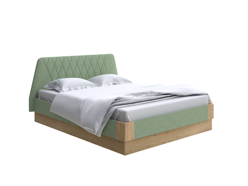 Кровать Lagom Hill Soft с подъемным механизмом, Лама авокадо натура дуб